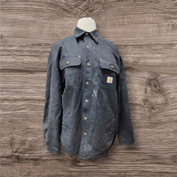 Carhartt black shirt jacket with flannel lining size XL - Picture 1 of 5
